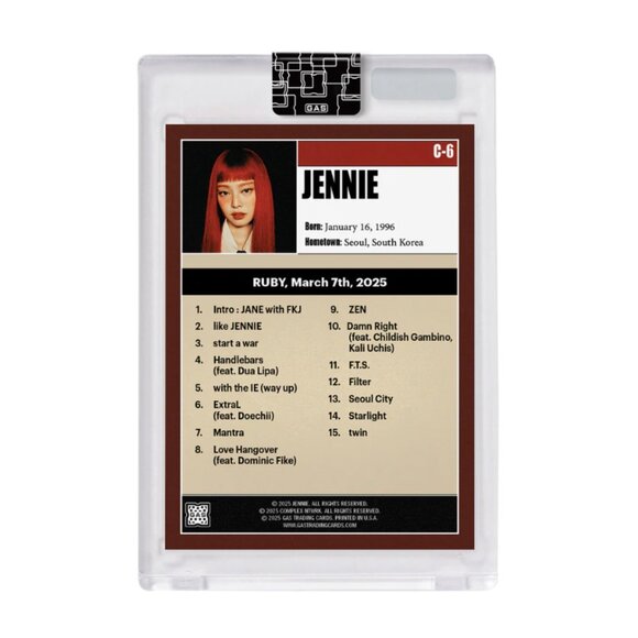 2025 Jennie X Complex GAS BaseTrading Card - NEW - - Picture 2 of 8